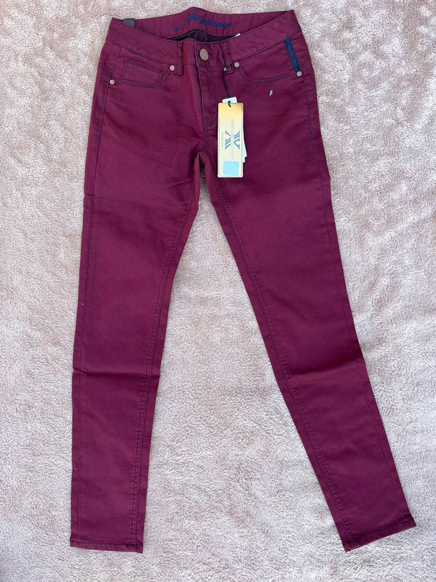 شلوار کتان و جین رنگ زرشکی و چری