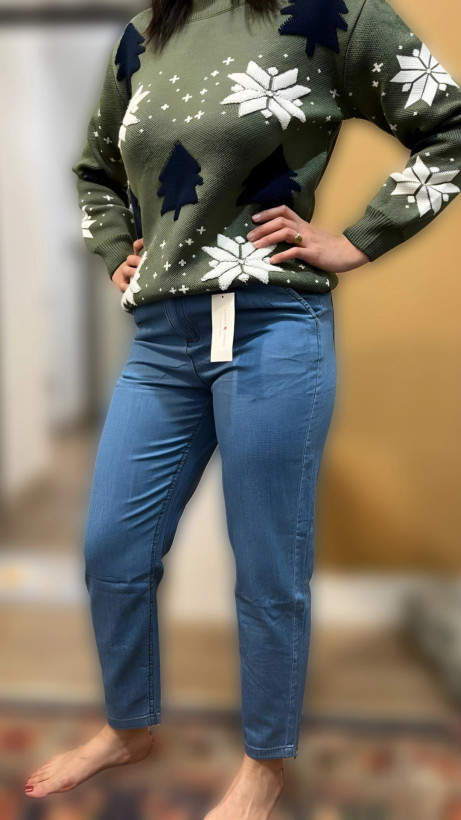 قیمت و خرید جدیدترین شلوار جین کاغذی مام فیت خنک تابستانی 2025-1404 رنگ آبی