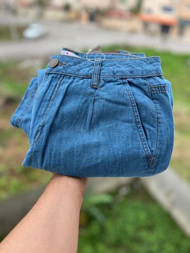 قیمت و خرید جدیدترین شلوار جین کاغذی مام فیت خنک تابستانی سایز 40-42 رنگ آبی 2025-1404