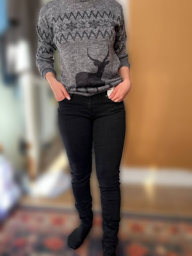 خرید شلوار جین و لی مشکی ذغالی زنانه مدل راسته نیم بگ جدید 1404