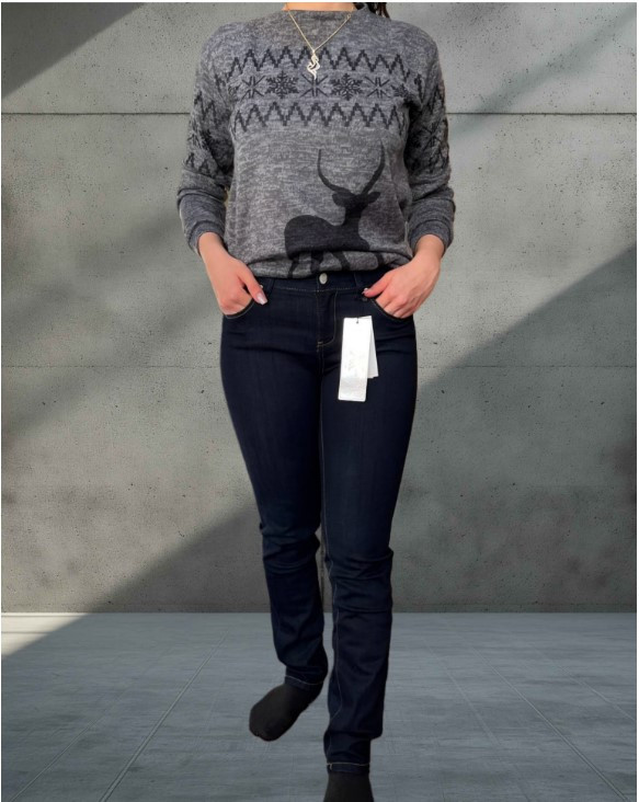 خرید عمده شلوار جین زنانه راسته فری سایز برند نیکس قیمت همکاری | پک 12 عددی طرح و رنگ میکس