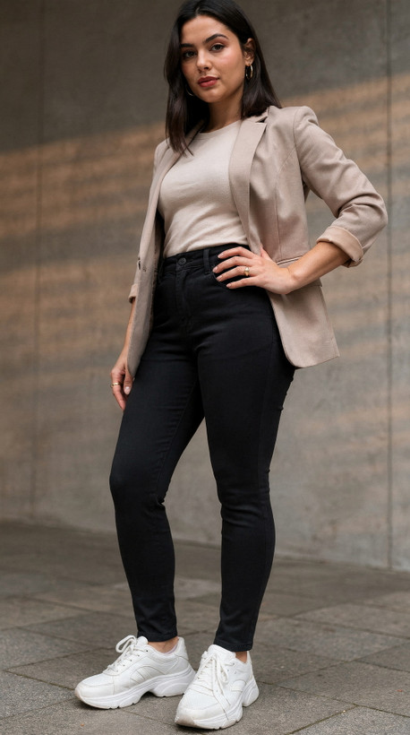 شلوار اسکینی زنانه رنگ مشکی مدل لگ 4 فصل بیرونی مد 1405 ترند ۲۰۲۶| کتان جذب پاور کش